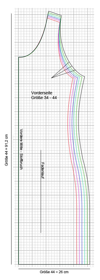 Kleid Schnittmuster Größe 34 - 44