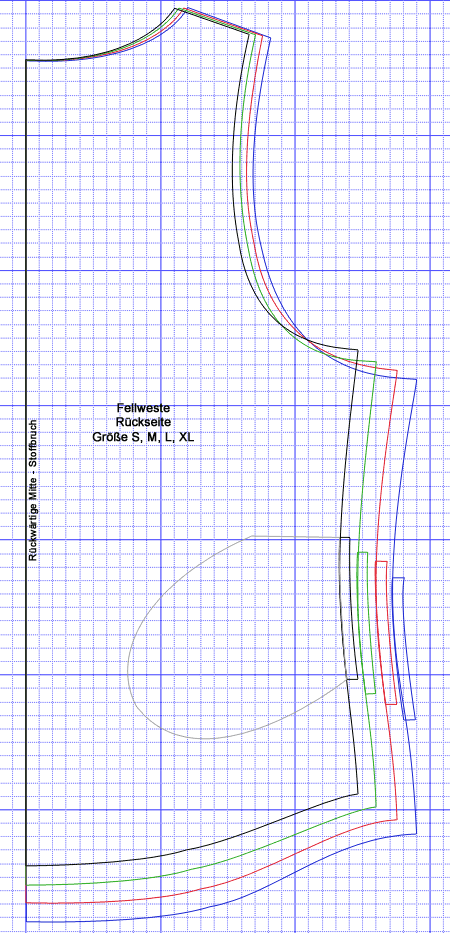 Schnittmuster Fellweste Rückseite