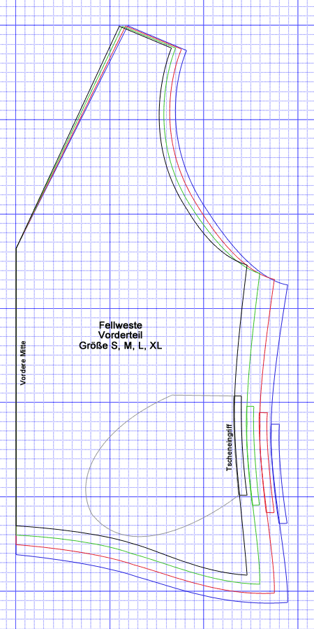 Schnittmuster Fellweste vorderseite