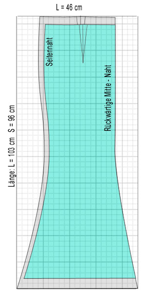 Afrikanischer Wickelrock - Schnittmuster Rückenteil