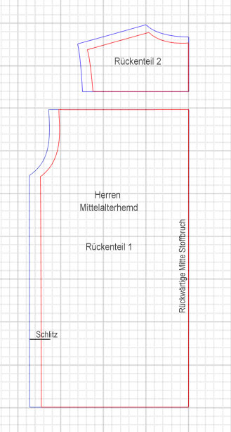 Schnittmuster Mittelalterhemd Rückseite