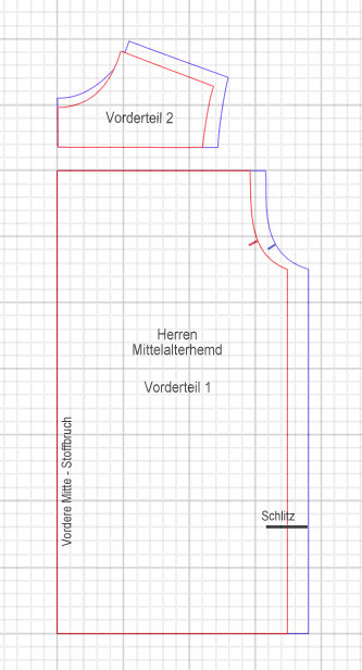 Schnittmuster Mittelalterhemd Vorderseite